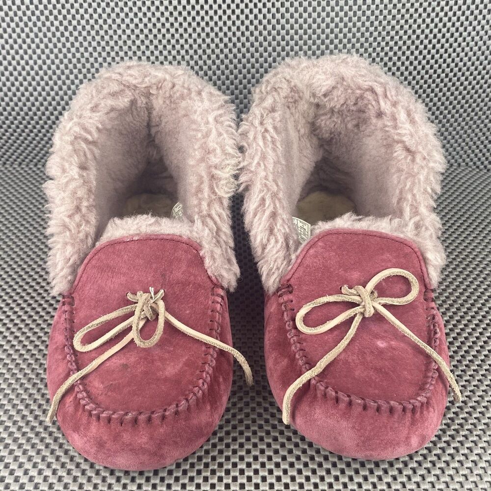 UGG Alena Moccasin Sleepers Womens Size 10 Garnet Leather Sheepskin Casual